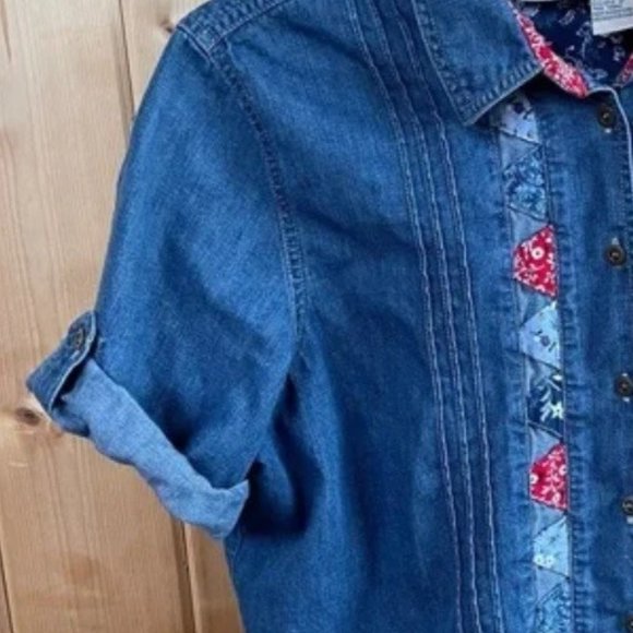 Koret City Blues Denim Short Sleeve Button Front Shirt - Picture 9 of 11